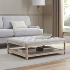 Dusklia - Knaresborough Button Back Coffee Table Pouffe - Light Grey