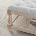 Dusklia - Knaresborough Button Back Coffee Table Pouffe - Light Grey