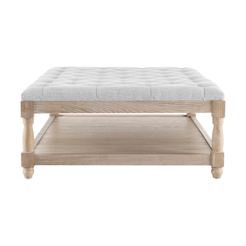 Dusklia - Knaresborough Button Back Coffee Table Pouffe - Light Grey