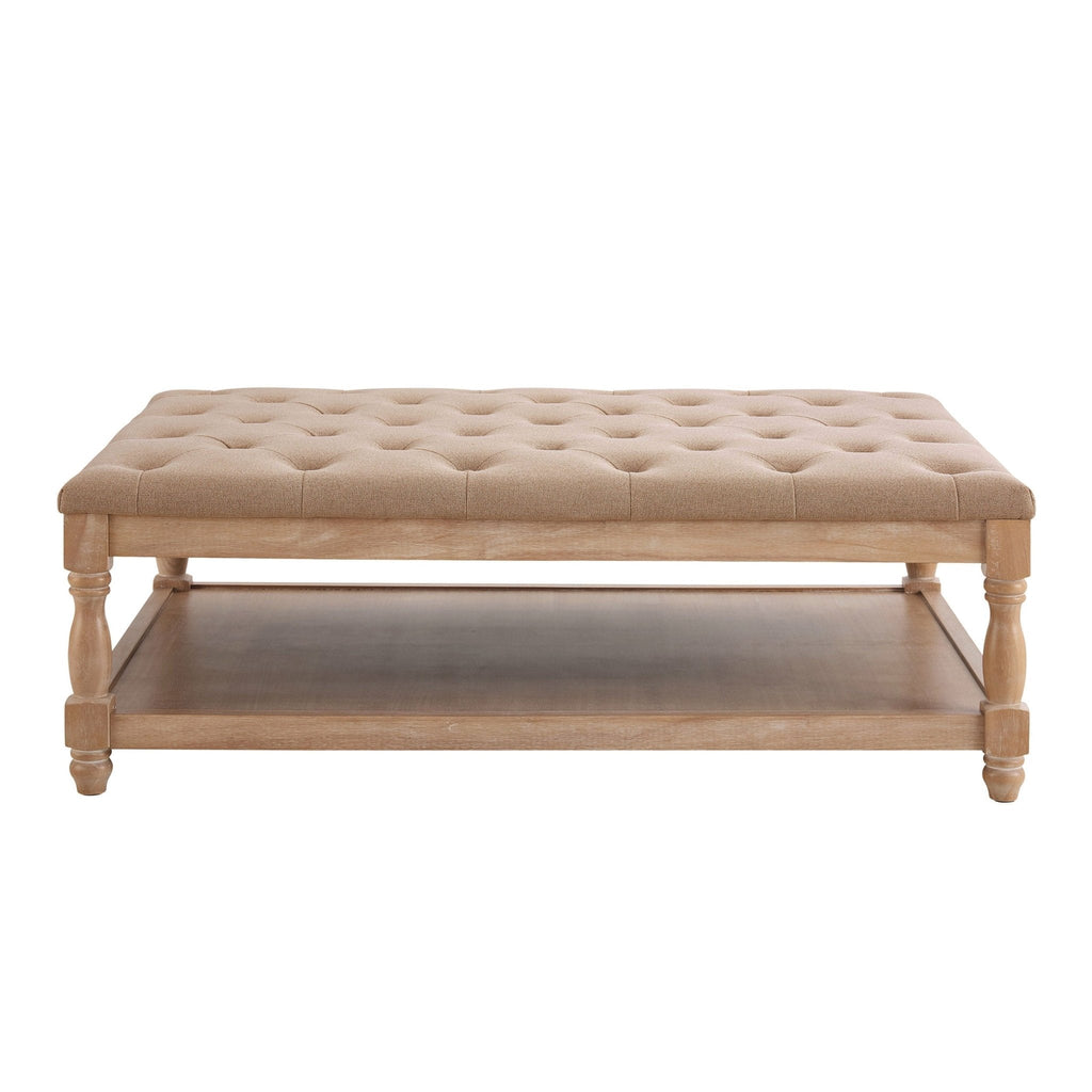 Dusklia - Knaresborough Button Back Coffee Table Pouffe - Oatmeal
