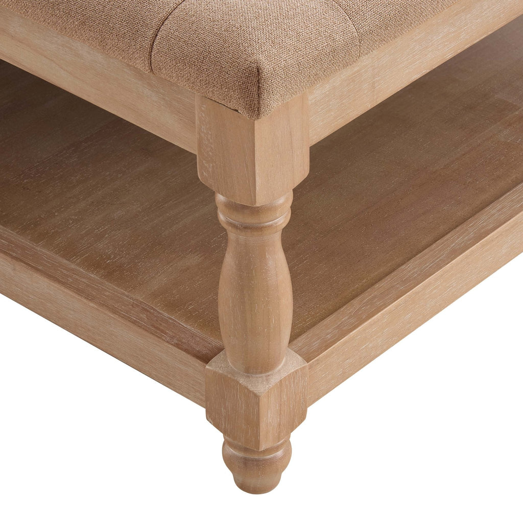 Dusklia - Knaresborough Button Back Coffee Table Pouffe - Oatmeal