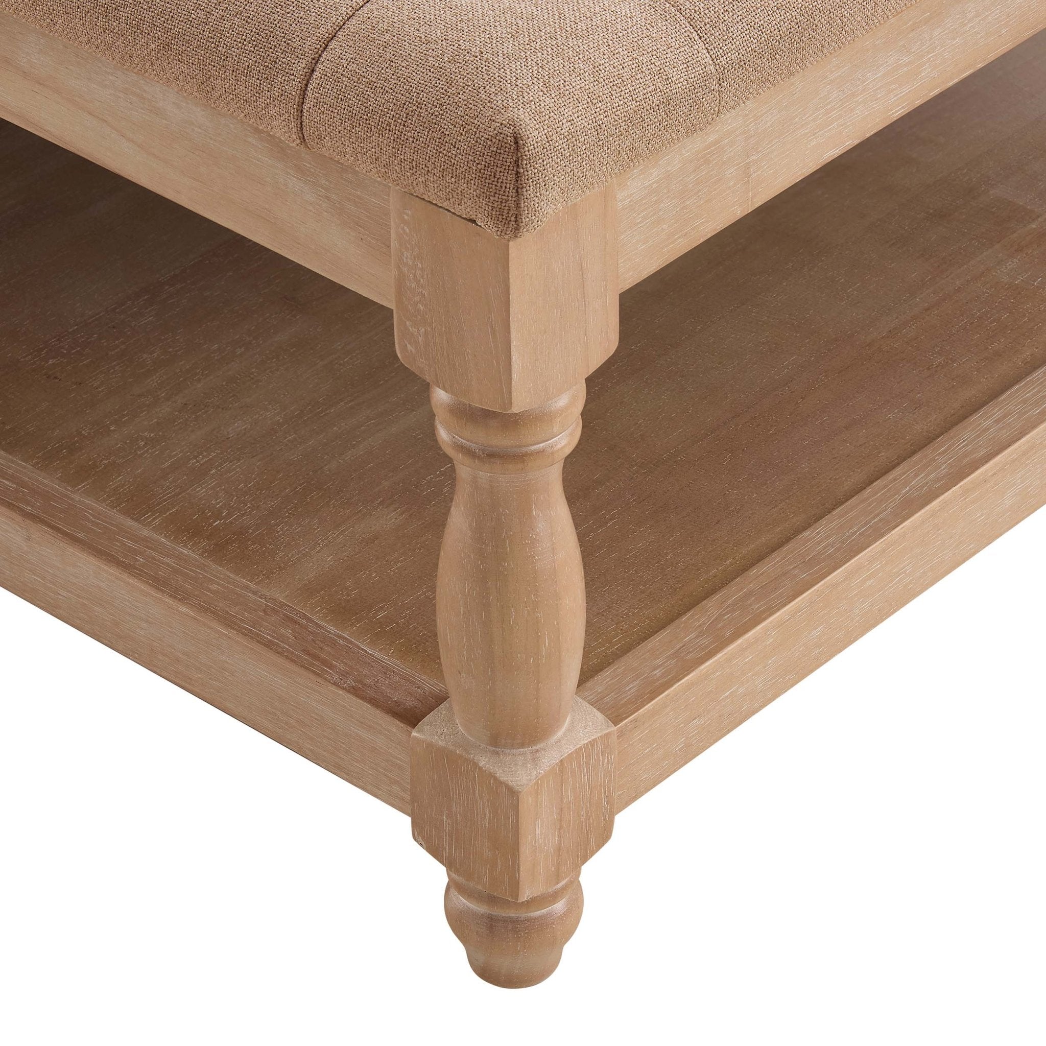 Dusklia - Knaresborough Button Back Coffee Table Pouffe - Oatmeal