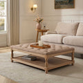 Dusklia - Knaresborough Button Back Coffee Table Pouffe - Oatmeal