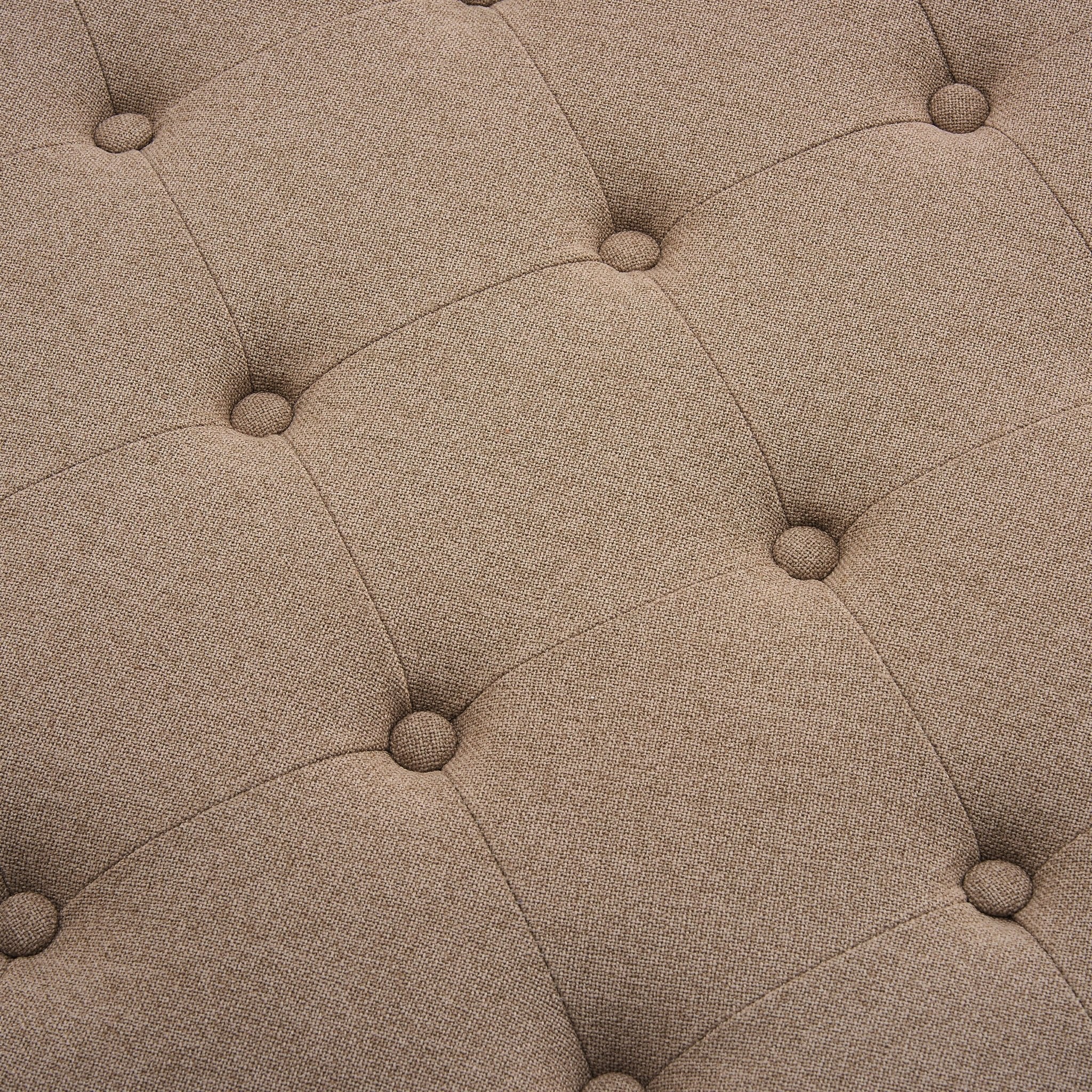 Dusklia - Knaresborough Button Back Coffee Table Pouffe - Oatmeal