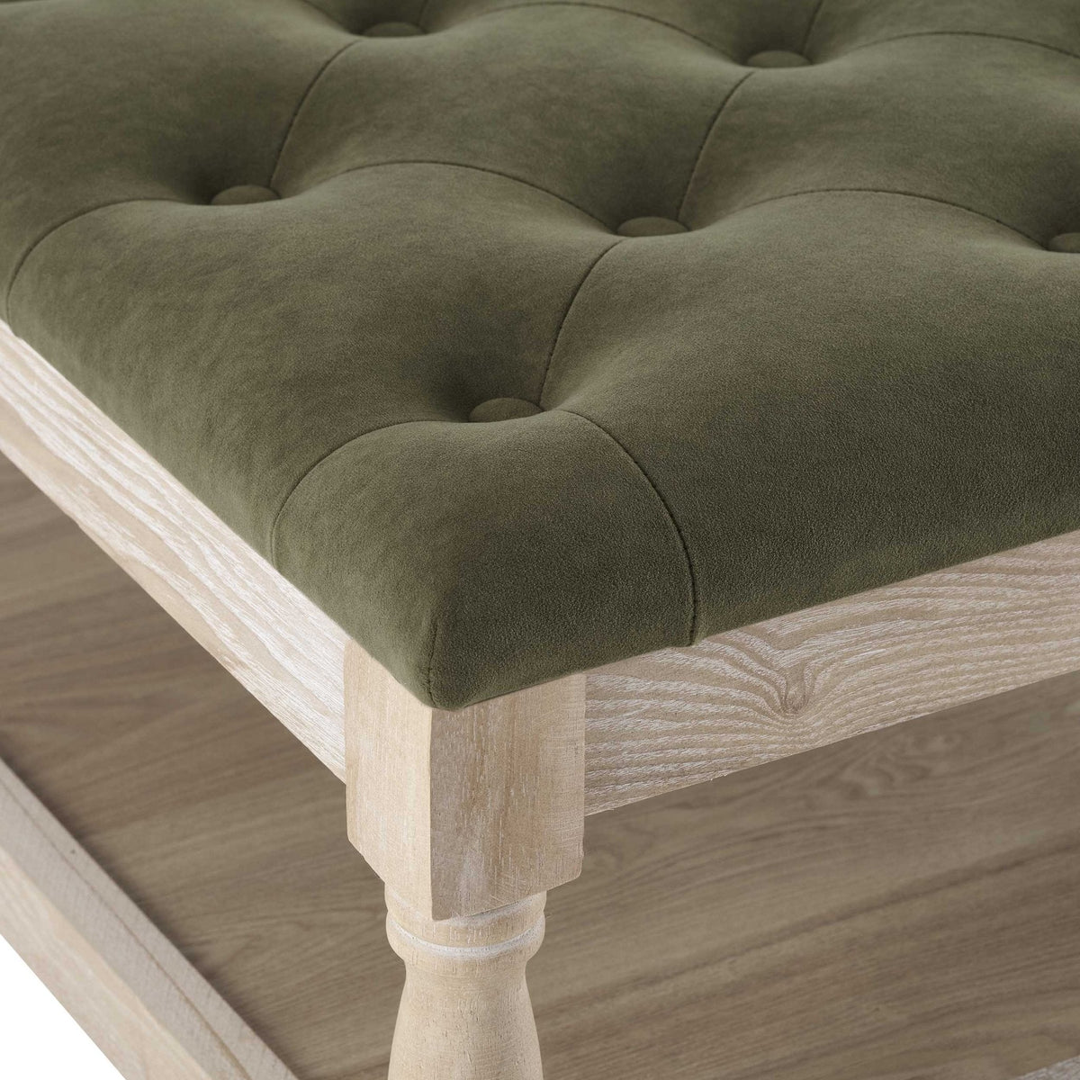 Dusklia - Knaresborough Button Back Coffee Table Pouffe - Olive