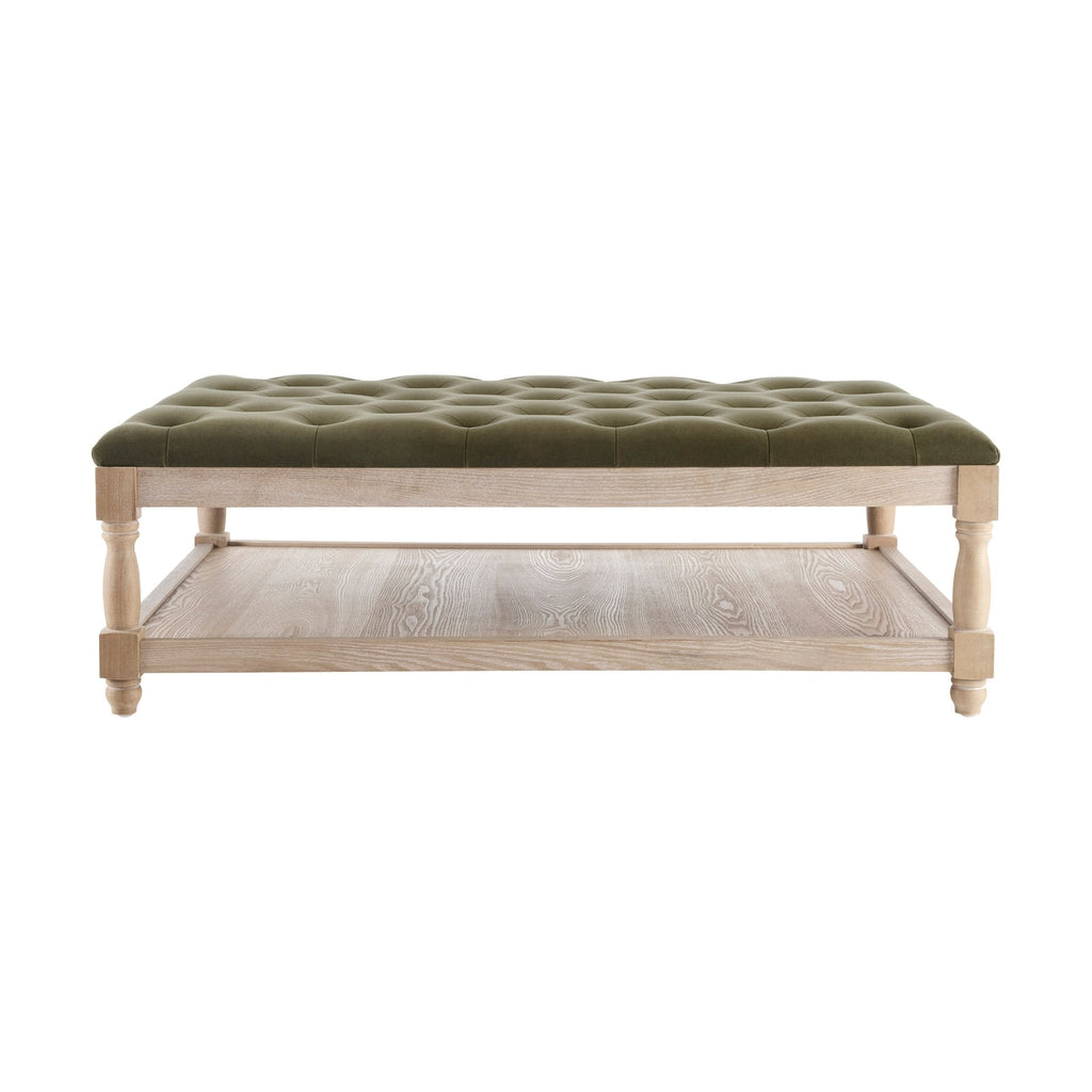 Dusklia - Knaresborough Button Back Coffee Table Pouffe - Olive