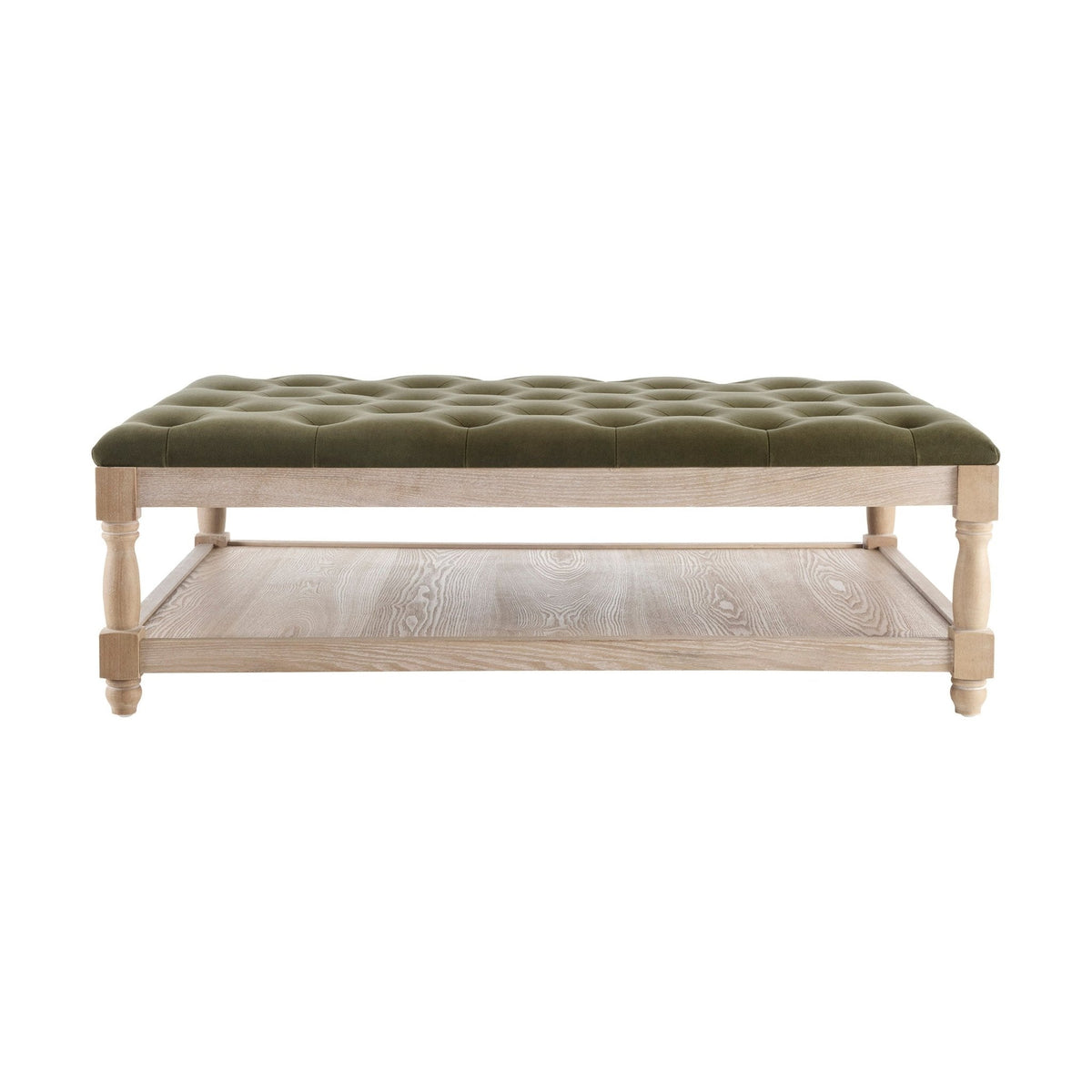 Dusklia - Knaresborough Button Back Coffee Table Pouffe - Olive