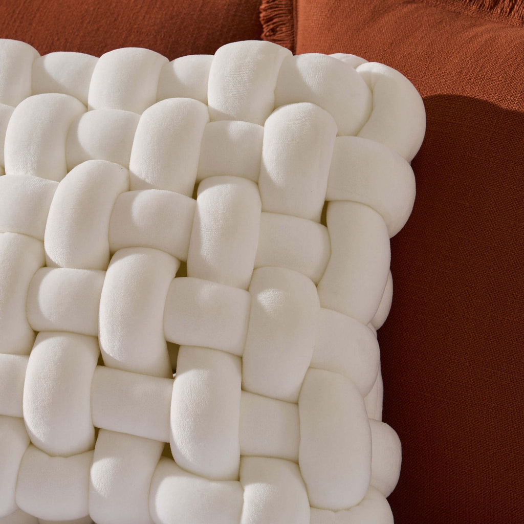 Dusklia - Knot Square Cushion - White