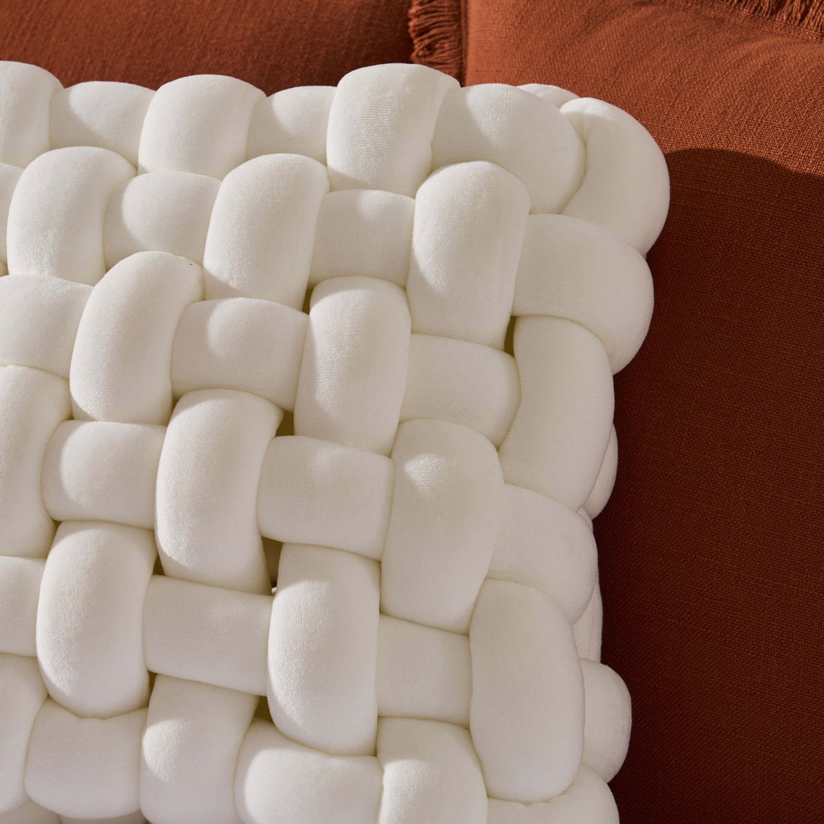 Dusklia - Knot Square Cushion - White