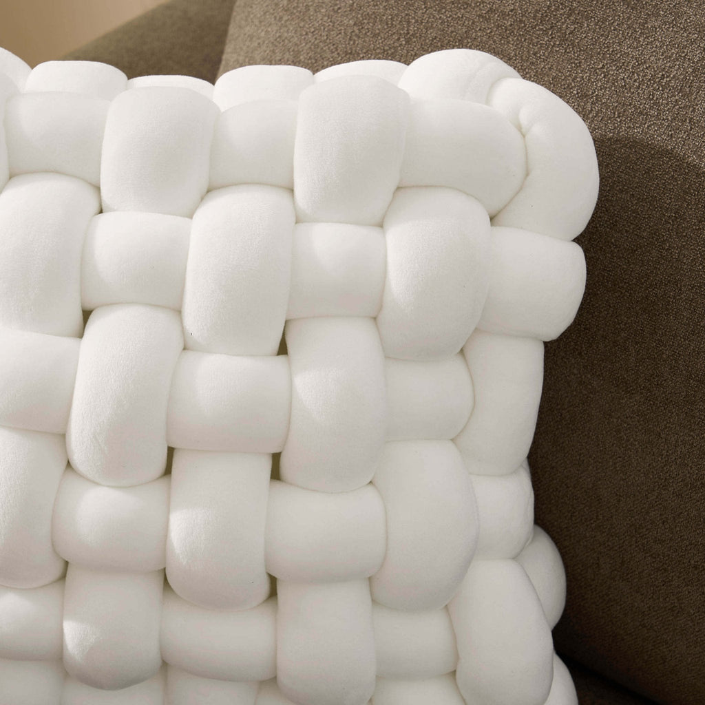 Dusklia - Knot Square Sofa Cushion - White