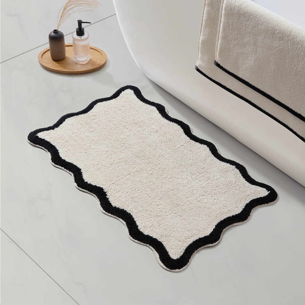 Dusklia - Kos Scalloped Bath Mat - Black