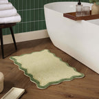 Dusklia - Kos Scalloped Bath Mat - Fern/Olive