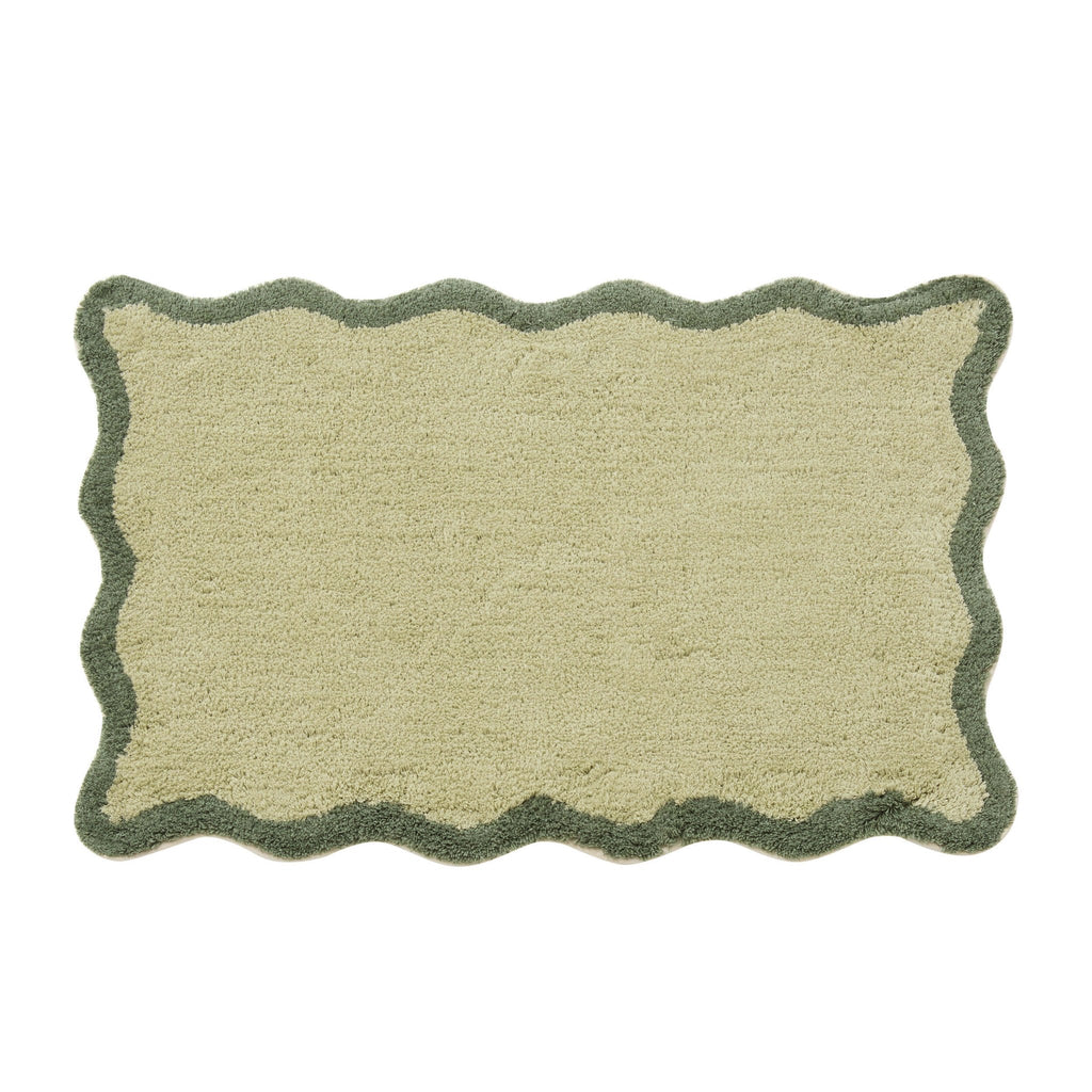 Dusklia - Kos Scalloped Bath Mat - Fern/Olive