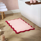 Dusklia - Kos Scalloped Bath Mat - Pink/Red