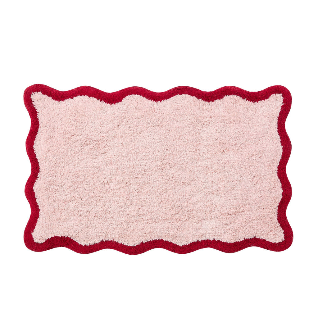 Dusklia - Kos Scalloped Bath Mat - Pink/Red