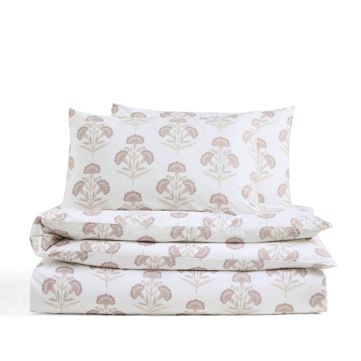 Dusklia - Kyoto 200 Thread Count Duvet Cover & Pillowcase Set - Lotus Flower - Heather