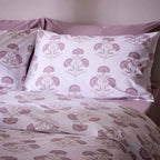 Dusklia - Kyoto 200 Thread Count Duvet Cover & Pillowcase Set - Lotus Flower - Heather