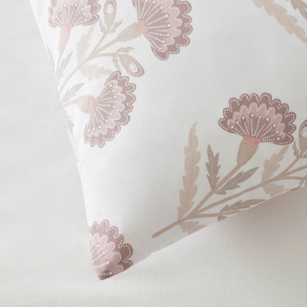 Dusklia - Kyoto 200 Thread Count Duvet Cover & Pillowcase Set - Lotus Flower - Heather