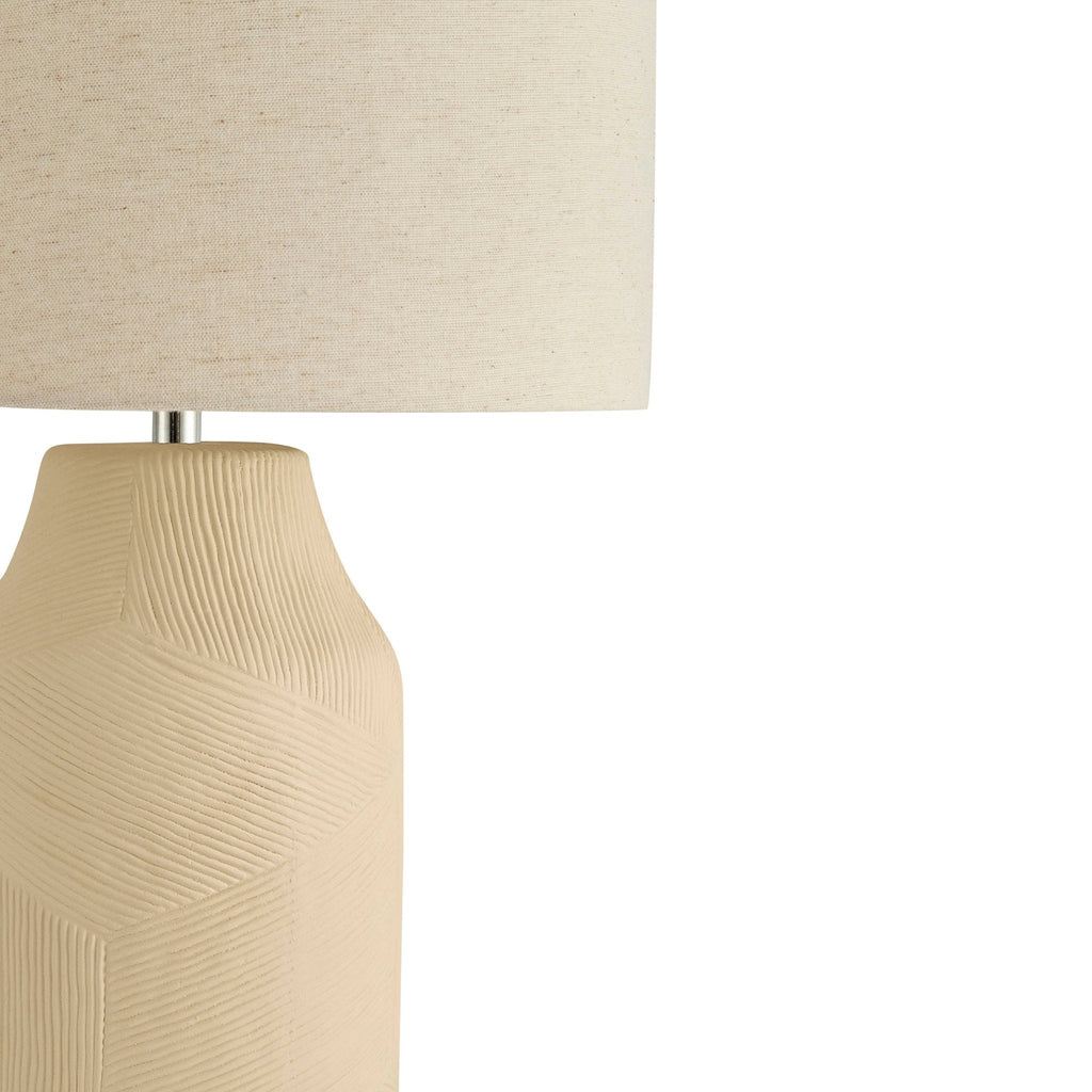 Dusklia - Lagom Carved Ceramic Table Lamp - Ecru