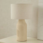 Dusklia - Lagom Carved Ceramic Table Lamp - Ecru