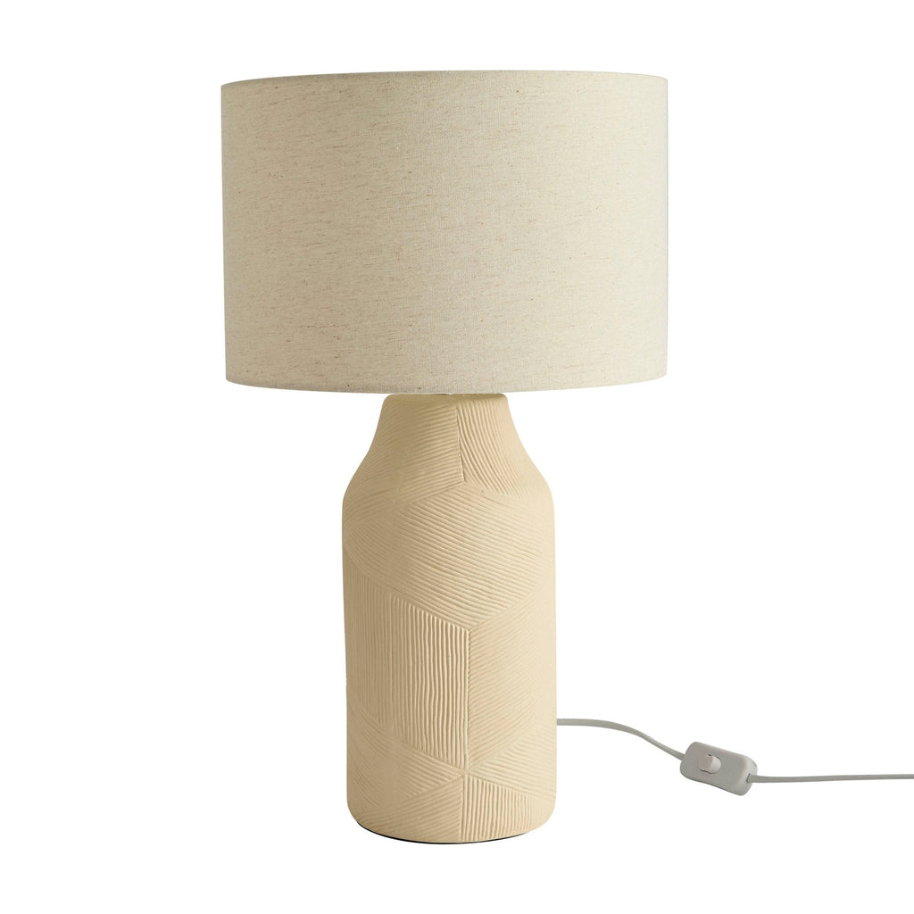 Dusklia - Lagom Carved Ceramic Table Lamp - Ecru