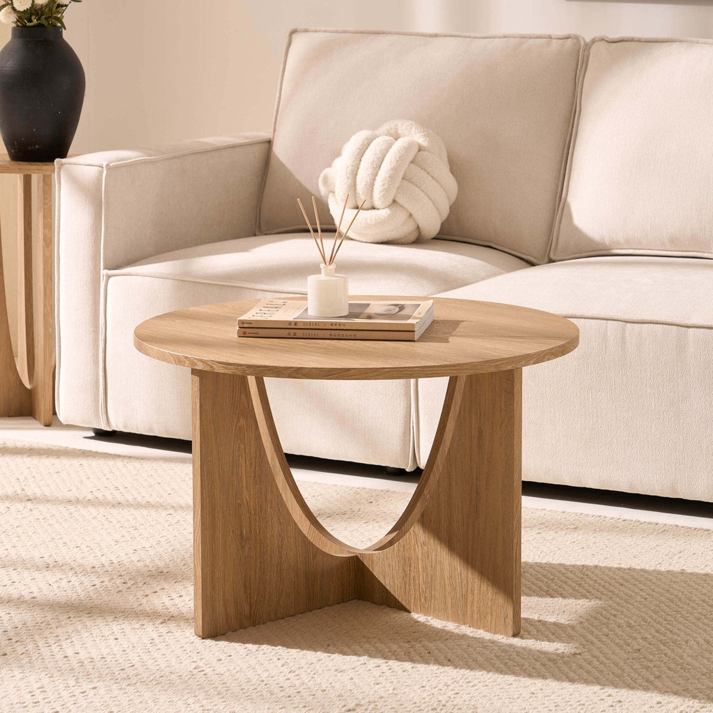 Dusklia - Lana Round Coffee Table - Light Wood