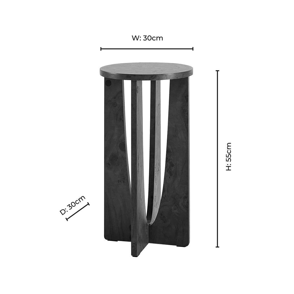 Table d'appoint ronde Lana - Effet bois moyen/travertin
