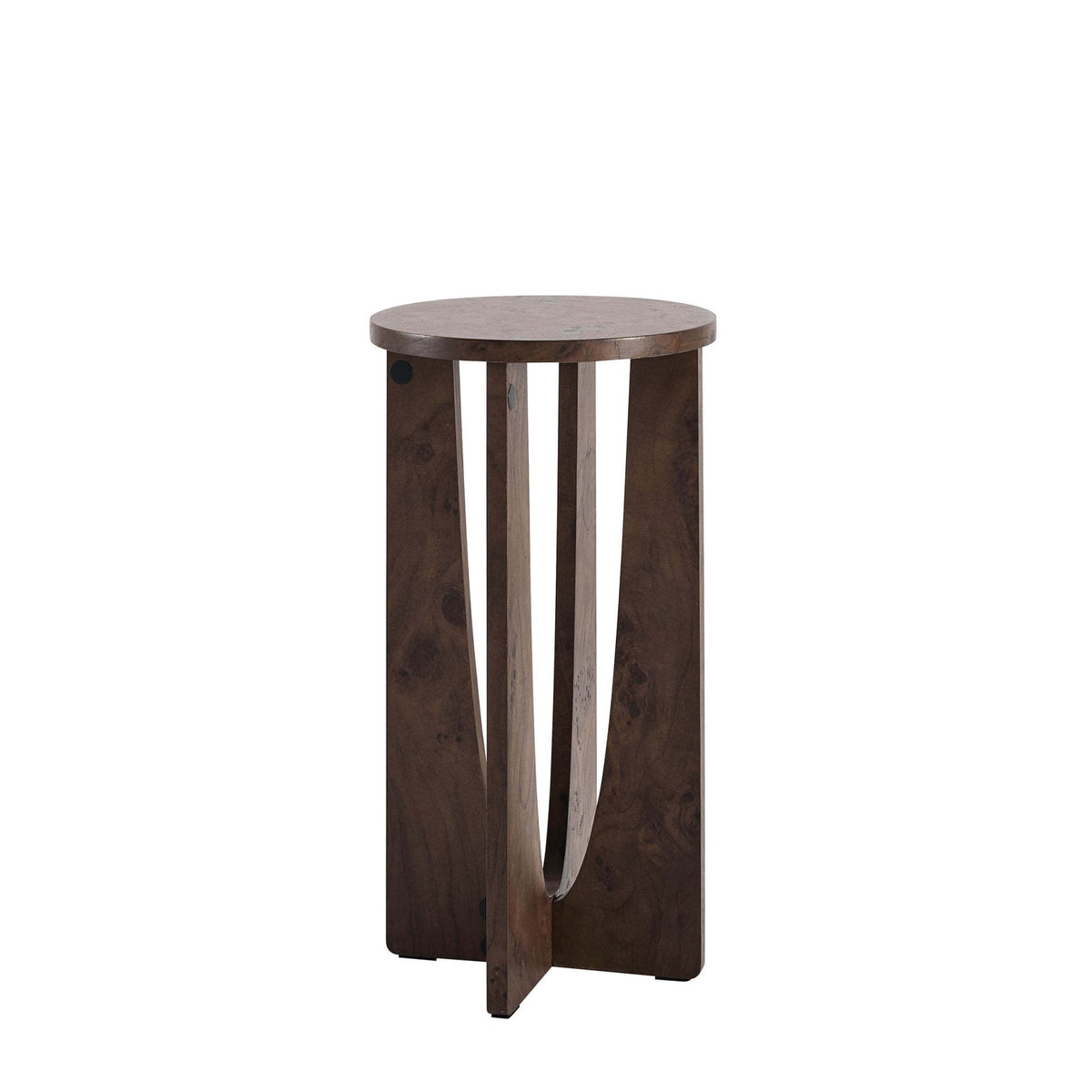 Dusklia - Lana Round Side Table - Dark Burl Effect