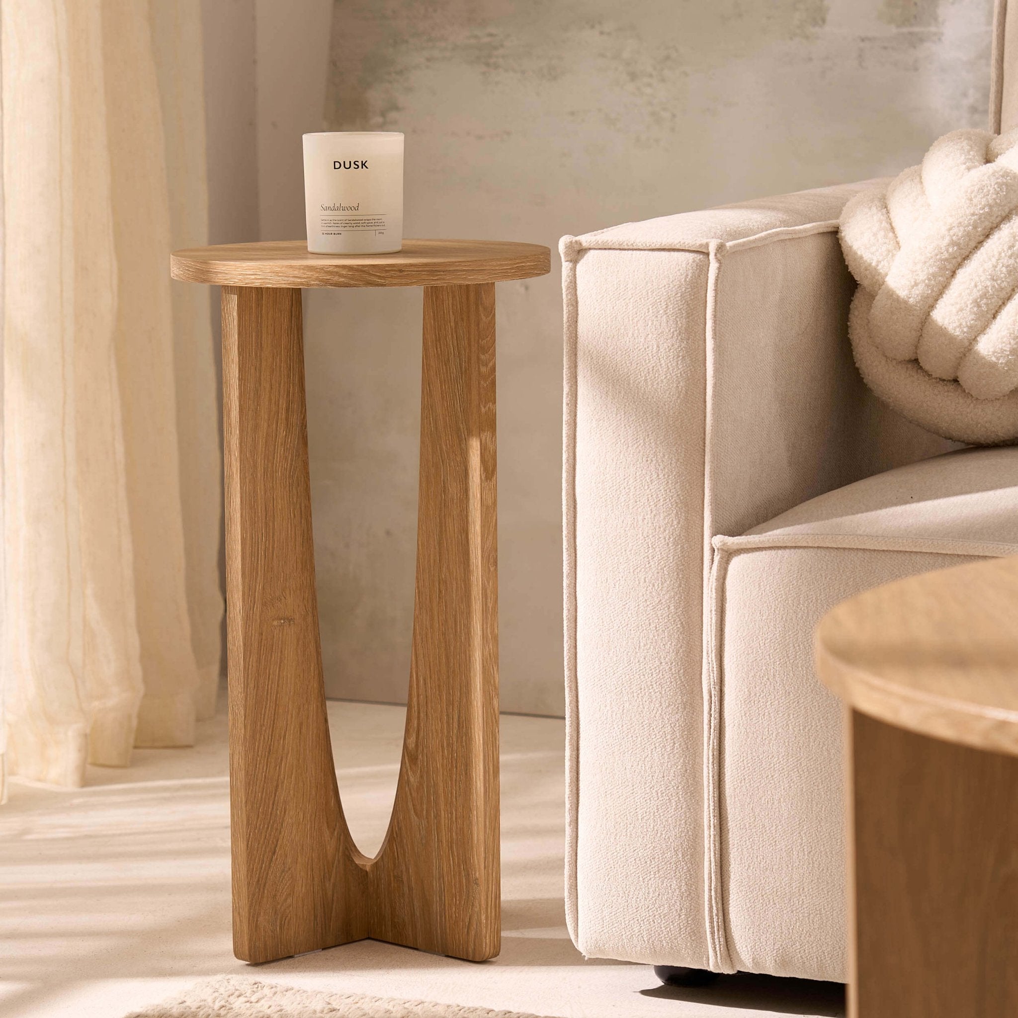 Dusklia - Lana Round Side Table - Light Wood