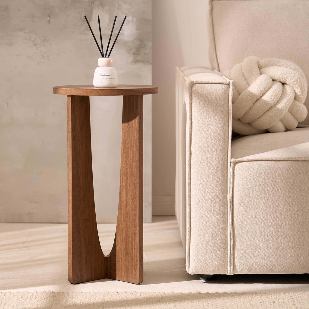 Dusklia - Lana Round Side Table - Medium Wood