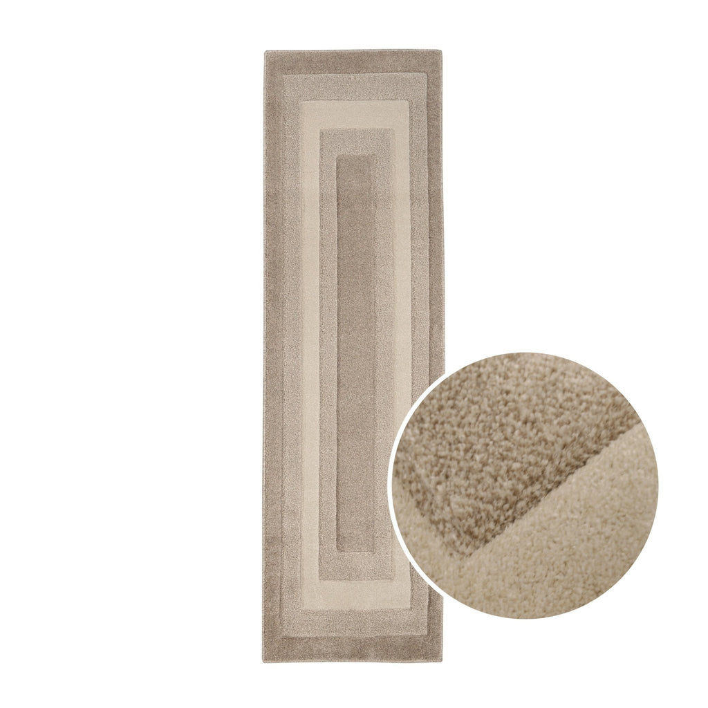 Dusklia - Lara 60 x 200cm Bordered Rug Runner - Taupe
