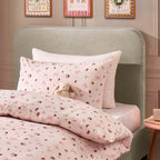Dusklia - Layla 100% Cotton Strawberry Duvet Cover & Pillowcase set - Pink