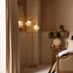 Dusklia - Laylah Glass Shade Floor Lamp - Gold
