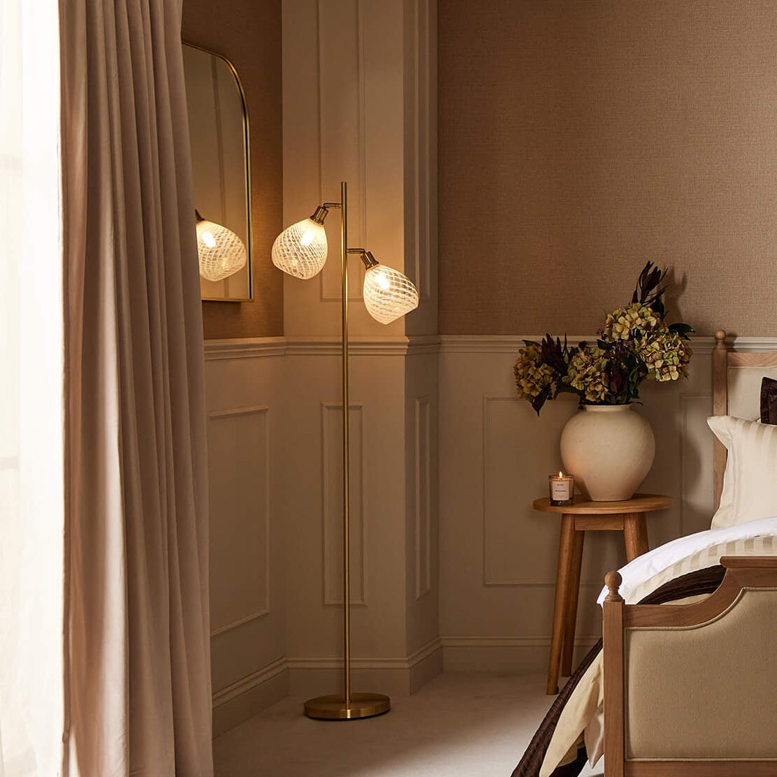 Dusklia - Laylah Glass Shade Floor Lamp - Gold