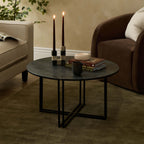 Dusklia - Leana Round Coffee Table - Dark Marble