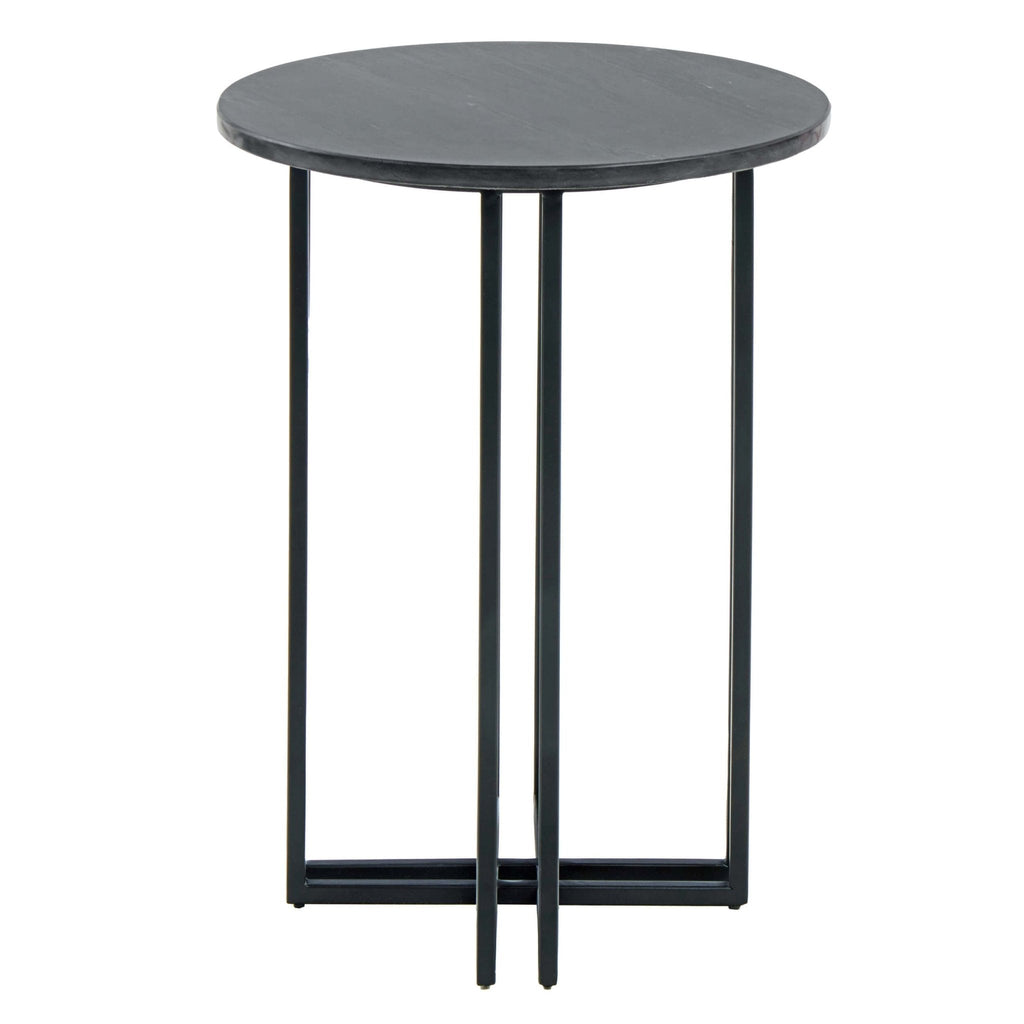 Dusklia - Leana Round Side Table - Dark Marble