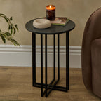Dusklia - Leana Round Side Table - Dark Marble