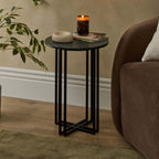Dusklia - Leana Round Side Table - Dark Marble