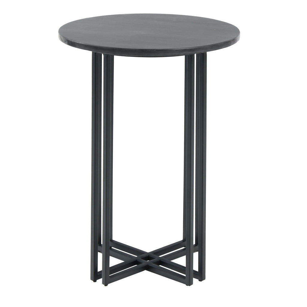 Dusklia - Leana Round Side Table - Dark Marble