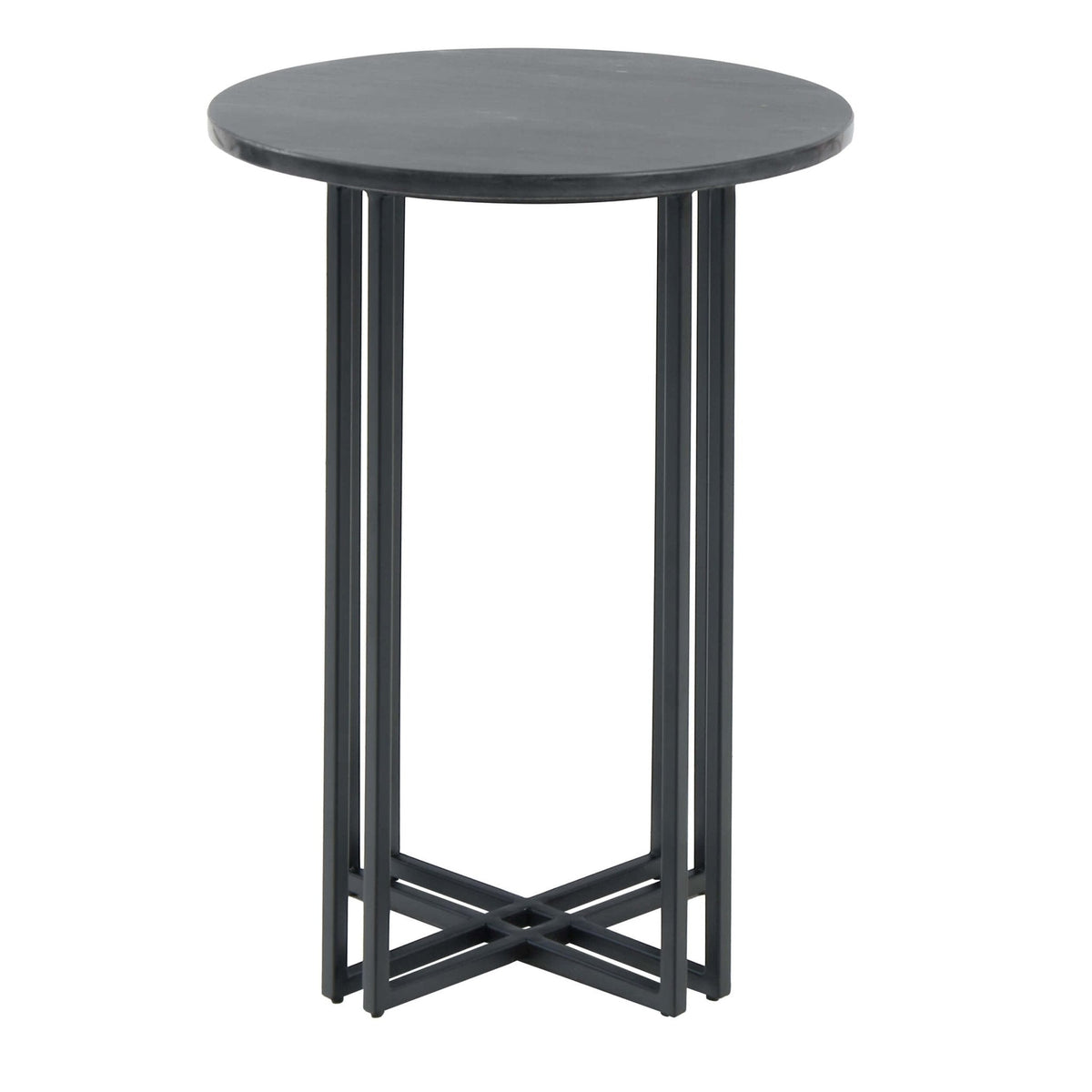Dusklia - Leana Round Side Table - Dark Marble