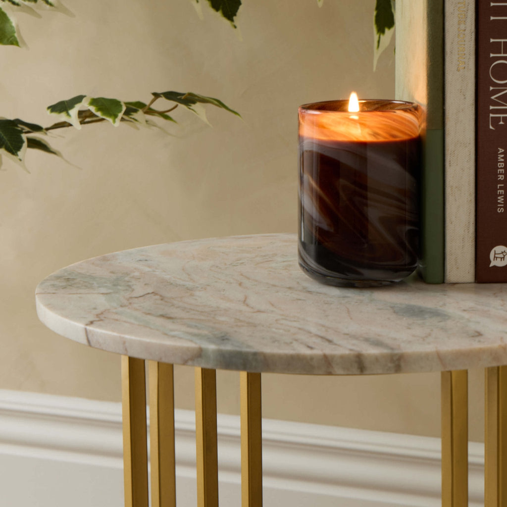 Dusklia - Leana Round Side Table - Marble