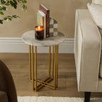 Dusklia - Leana Round Side Table - Marble