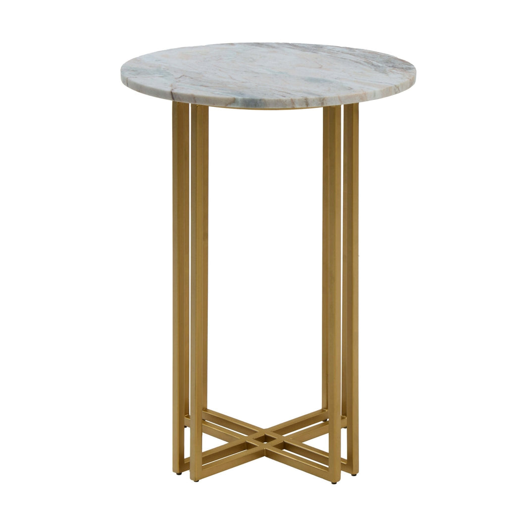 Dusklia - Leana Round Side Table - Marble