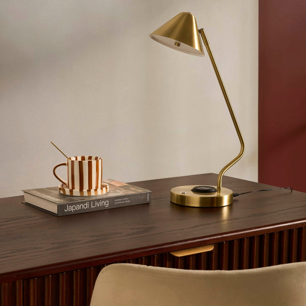 Dusklia - LED Desk Lamp with Phone Charging Station - Gold