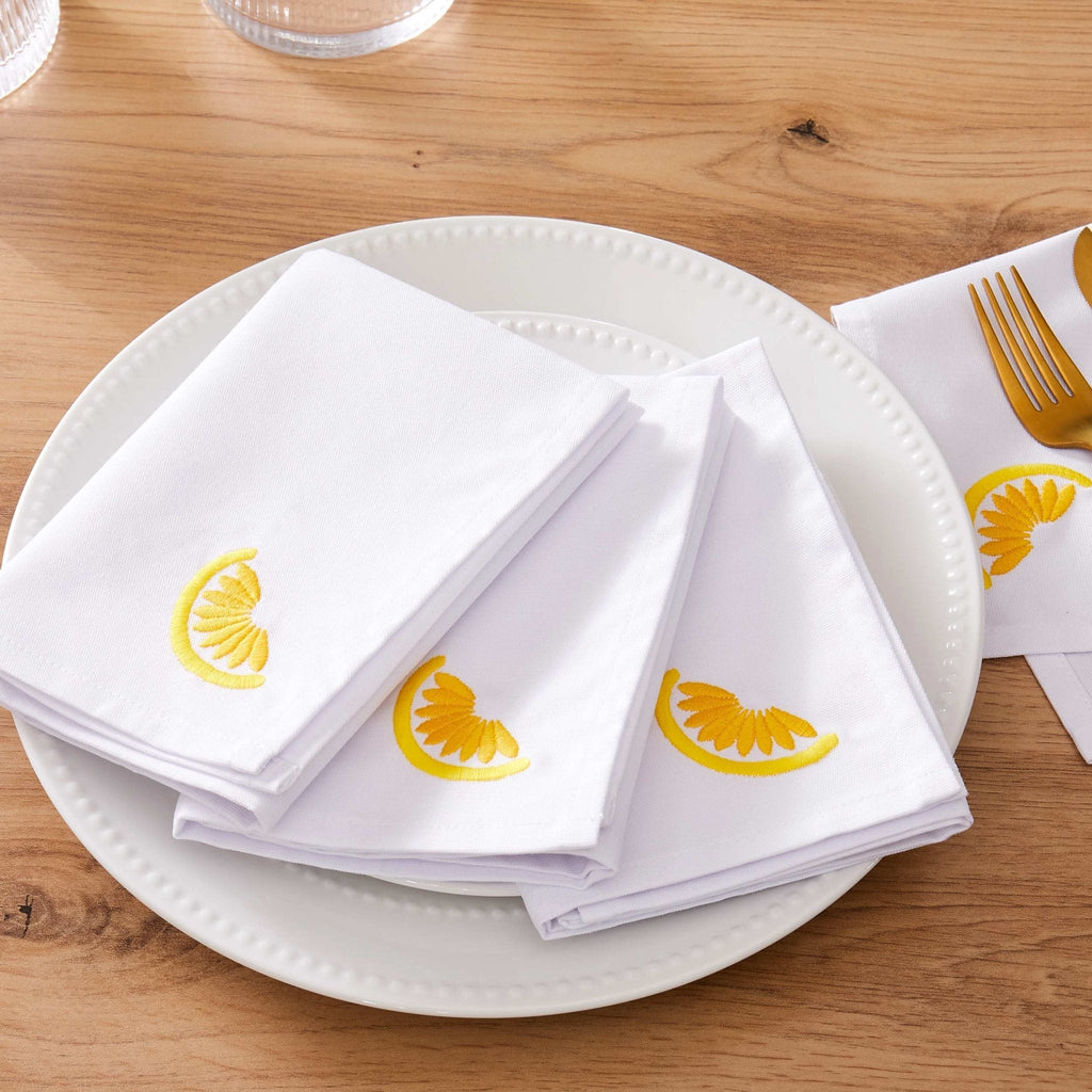 Dusklia - Lemons Embroidered Napkins - Set of 4