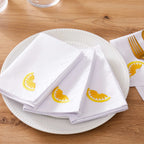 Dusklia - Lemons Embroidered Napkins - Set of 4