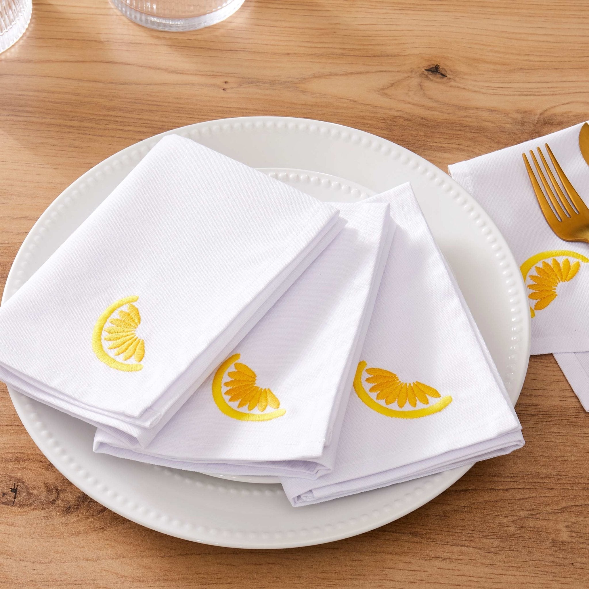 Dusklia - Lemons Embroidered Napkins - Set of 4