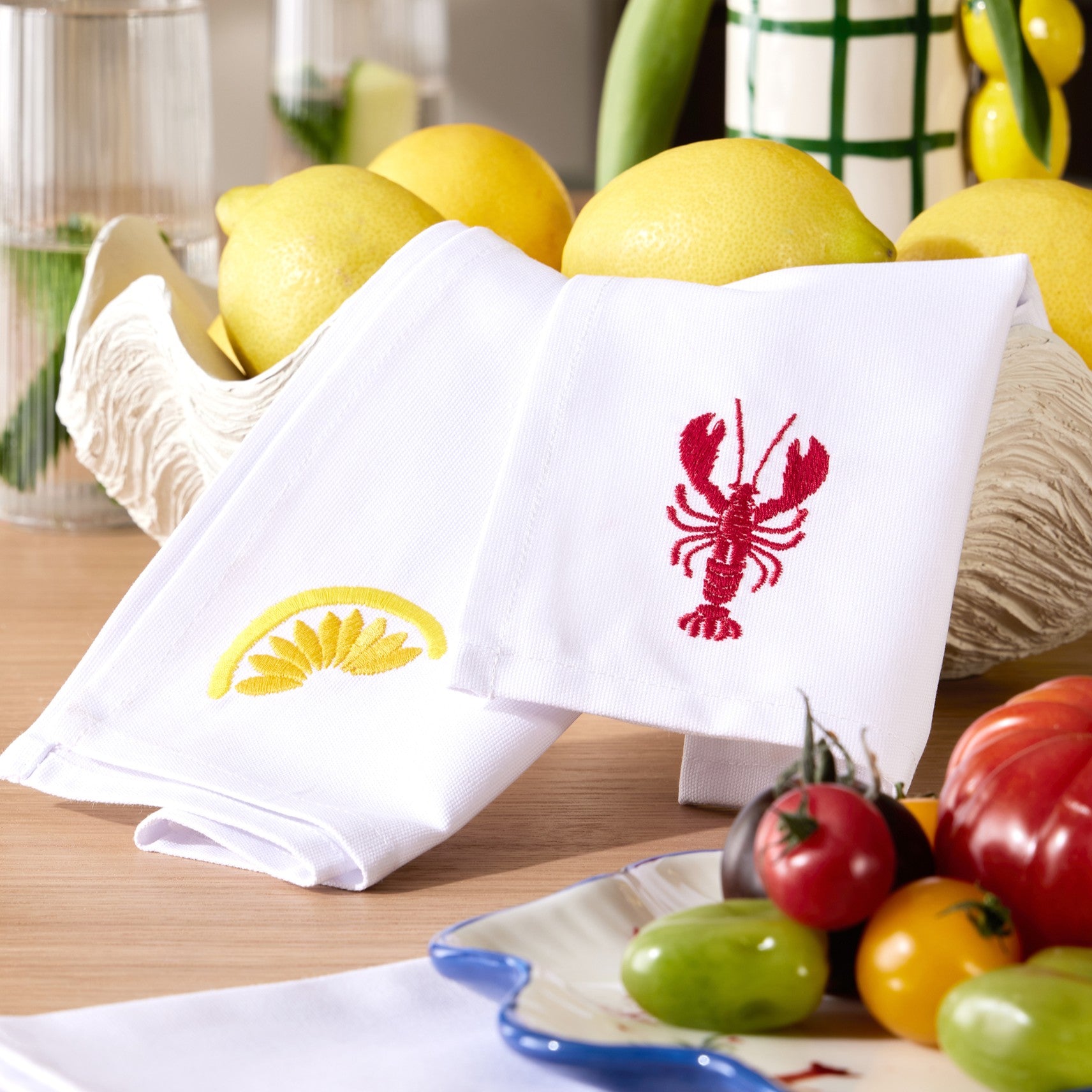 Dusklia - Lemons Embroidered Napkins - Set of 4