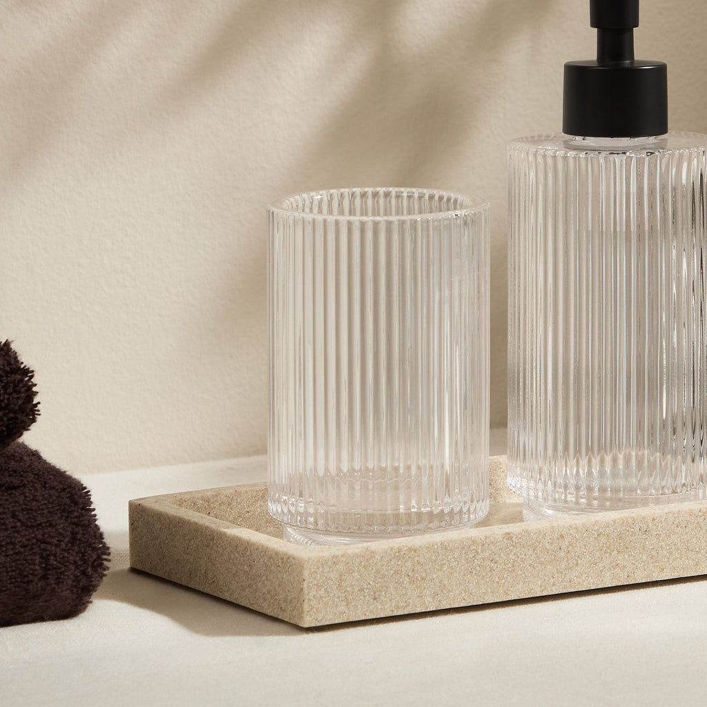 Dusklia - Lena Ribbed Glass Tumbler - Clear