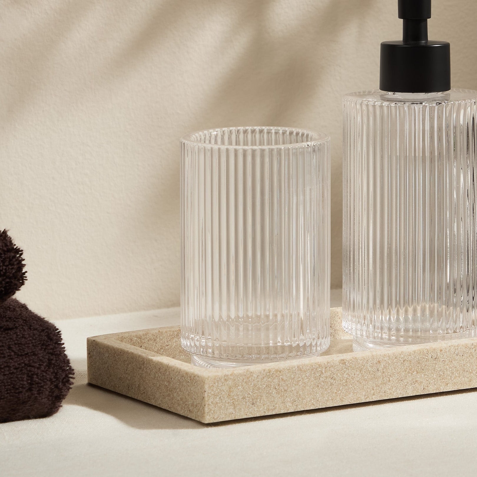 Dusklia - Lena Ribbed Glass Tumbler - Clear